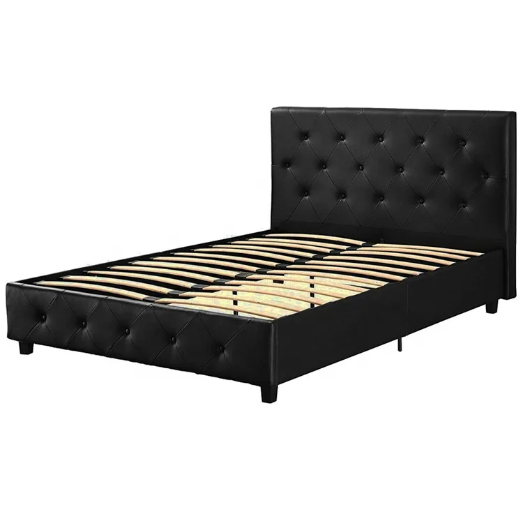 
Modern home furniture wooden queen size double upholstered big platform tufted white chesterfield bed 