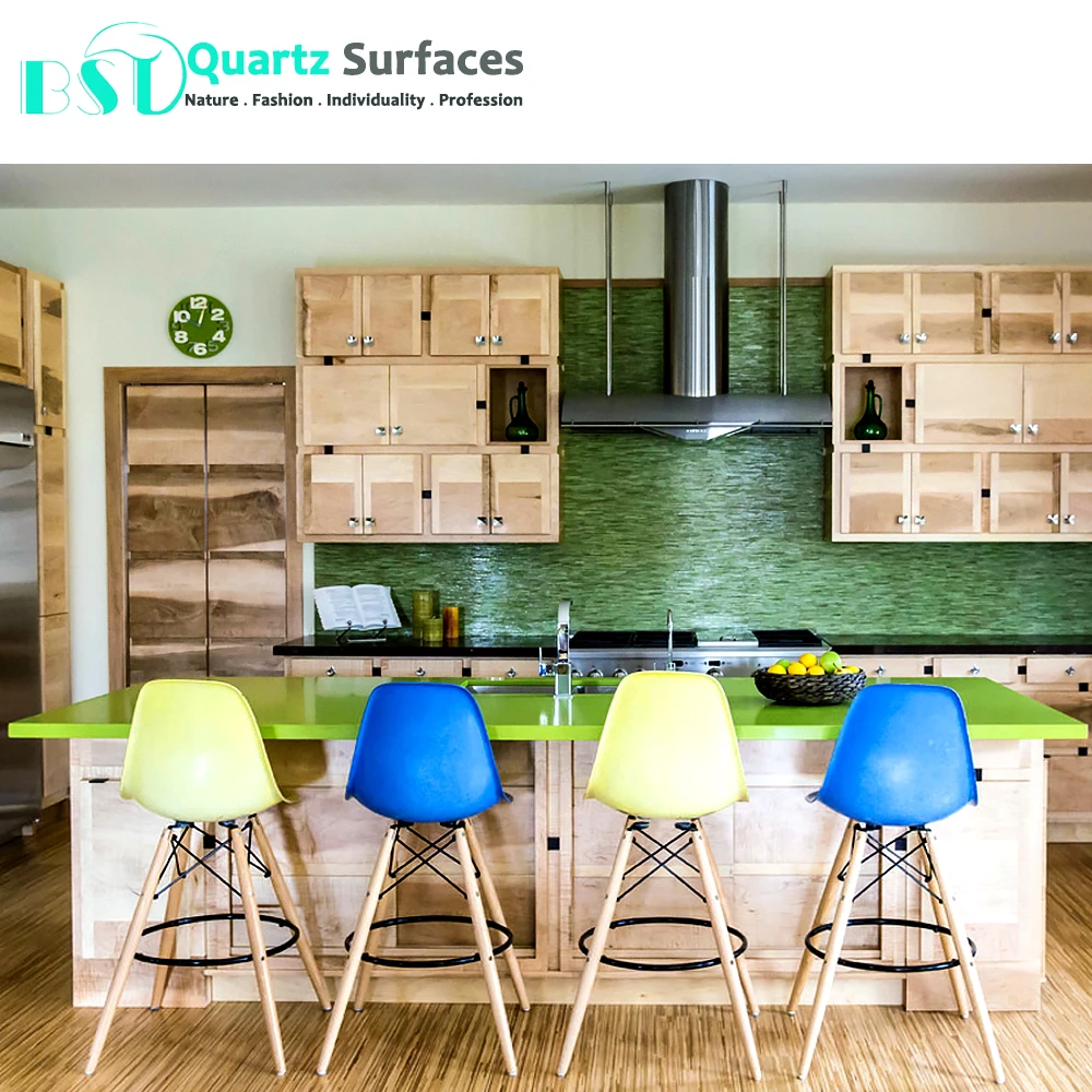 Green Colored Quartz Stone Slab for Floor Tiles or Countertop