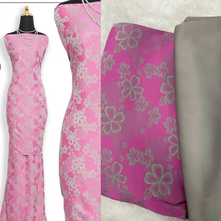 100% Fashion custom design jacquard women dress muslim fabric wholesale tr vietnam silk floral