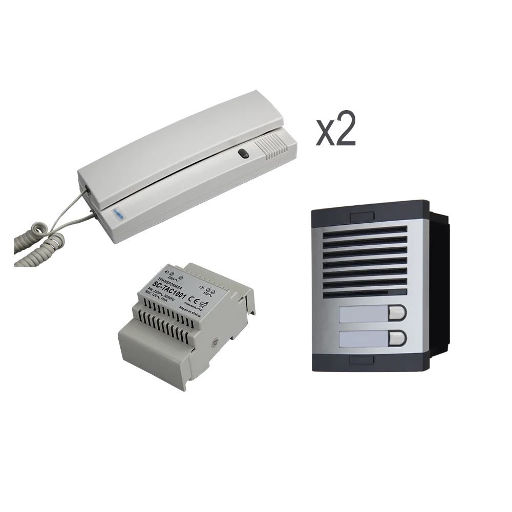 
2 Way Door Entry Kit 4+n Wiring Aluminum Panel Metal Push Button Embedded/Surface Installation Citymax 