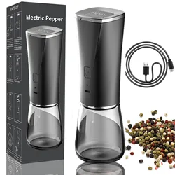 Gravity Salt and Pepper Mill USB Rechargeable Spice Mill with Adjustable Coarse Grain Electric Pepper Grinder