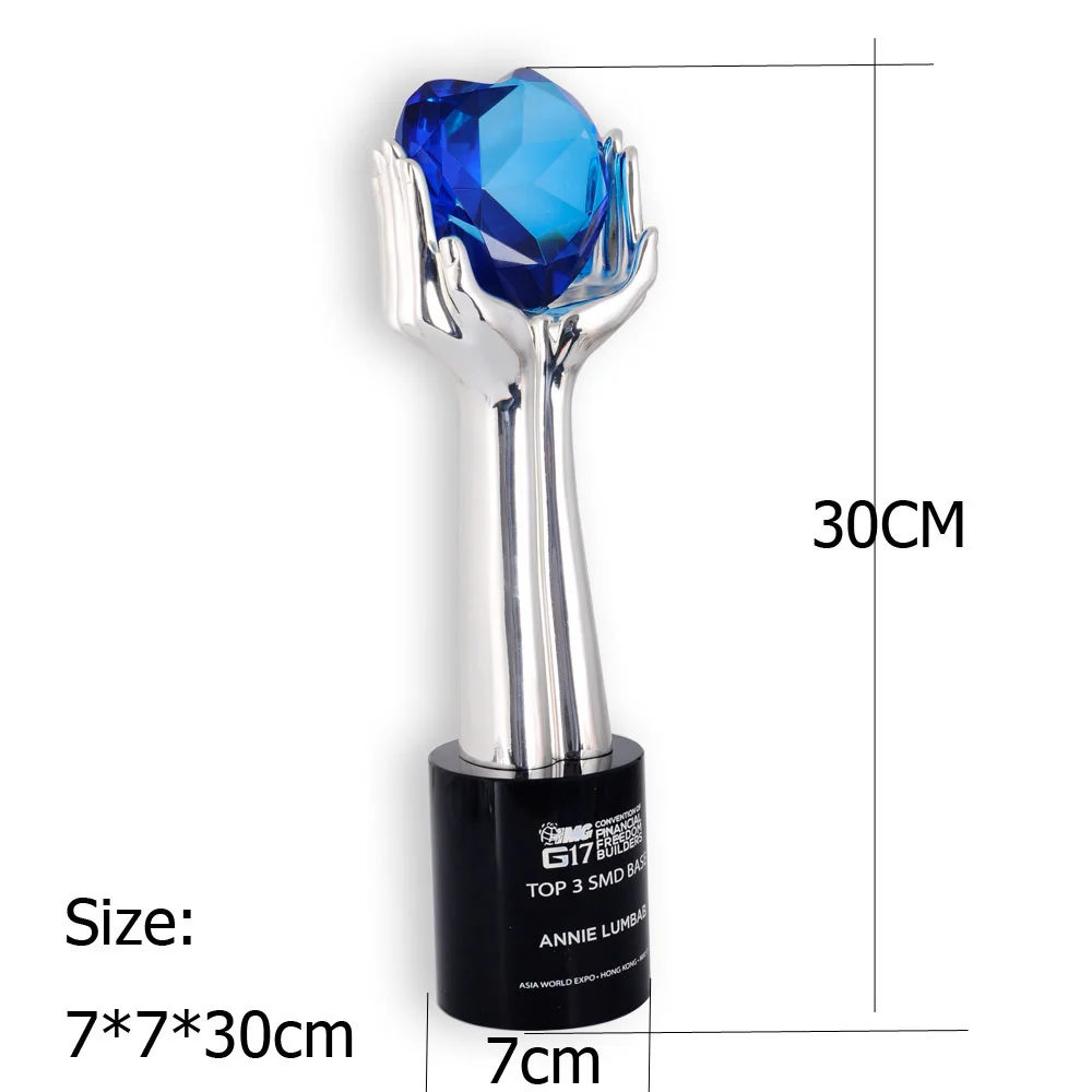 Heart diamond glass plaque crystal Souvenir Engraving crystal glass trophy custom Crystal Award Plaques