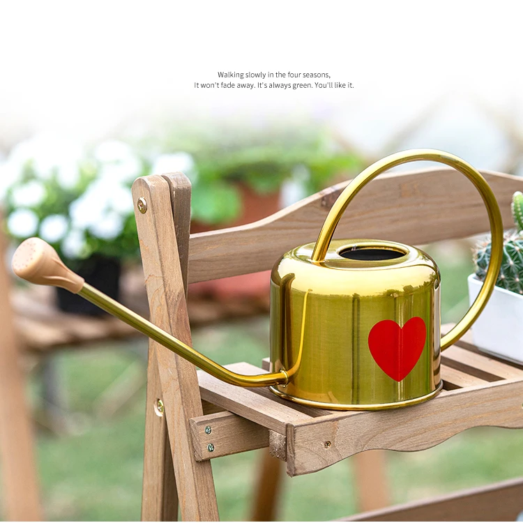 0.7L Printing Watering Can Brushed Stainless Steel Long Mouth Bonsai Watering Pot