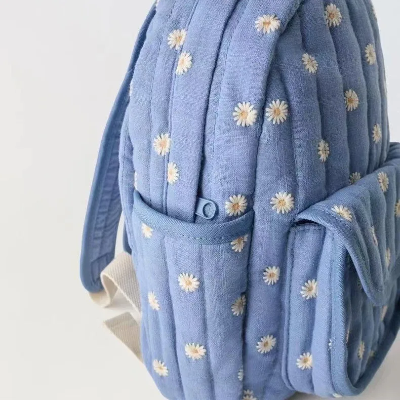 2024 New arrival children fashionable bag Daisy Quilting Denim small child Backpack for kids
