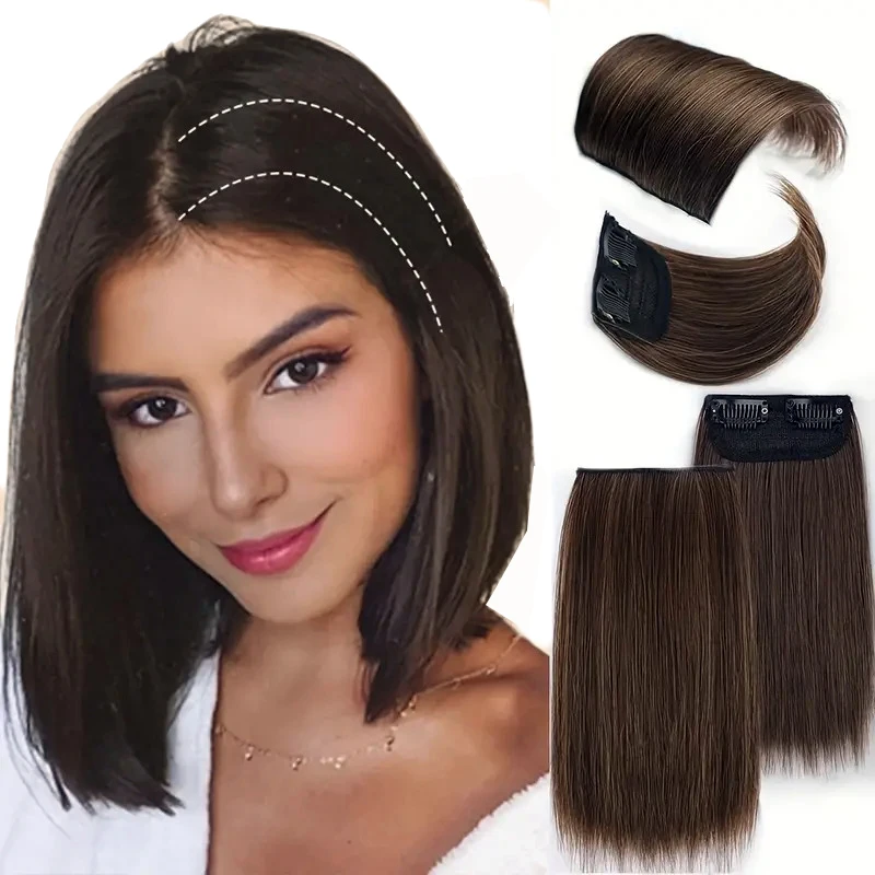Synthetic Invisible Clips in Hair Extension with Thinning Hair Adding Hair Volume Hairpieces for Daily Use