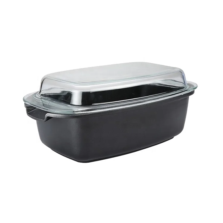 32cm Chicken Roasting Pan With Cast Glass Lid And Induction Bottom 12 Inch Cast Aluminum Nonstick Roasting Pan