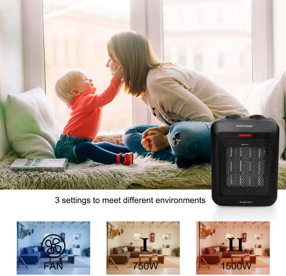 1500W ETL listed electric portable ceramic space heater with thermostat