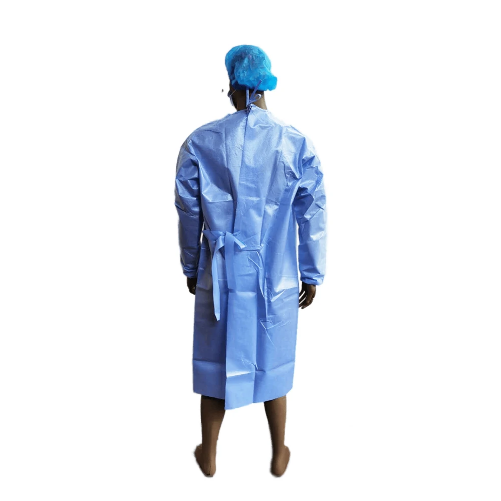 ASTM F739-12 Disposable Doctor Poly-coated SMS Chemotherapy Gown Lab Isolation Gown Level 4 Waterproof Chemo Gown