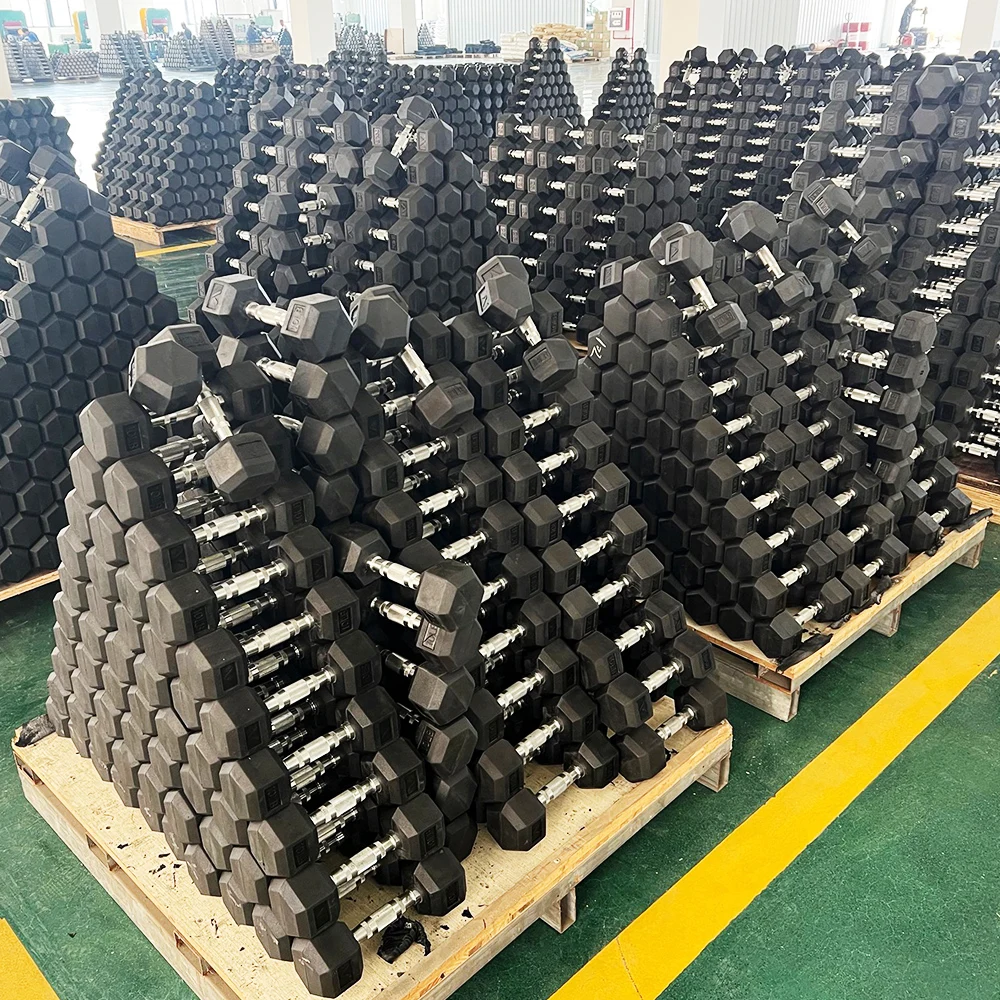Factory Wholesale Free Weight Dumbells Gym Rubber Hex Hexagon Dumbbell Set LB Buy Online