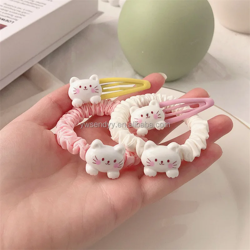 High Elastic Cute Little Girls Cat Rubber Band Hairpins Girl Ponytail Hair Tie Scrunchies Children Accessories