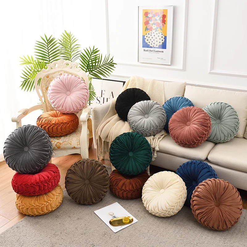 Роскошный домашний декор, круглые прочные бархатные напольные подушки и подушки ручной работы в виде тыквы, 33*33*15 см