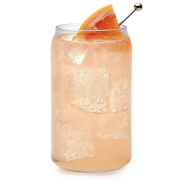 Stock Drinking Iced Coffee Soda Can Glasses Beer Glass Can Cups with Bamboo Lid and Glass Straws