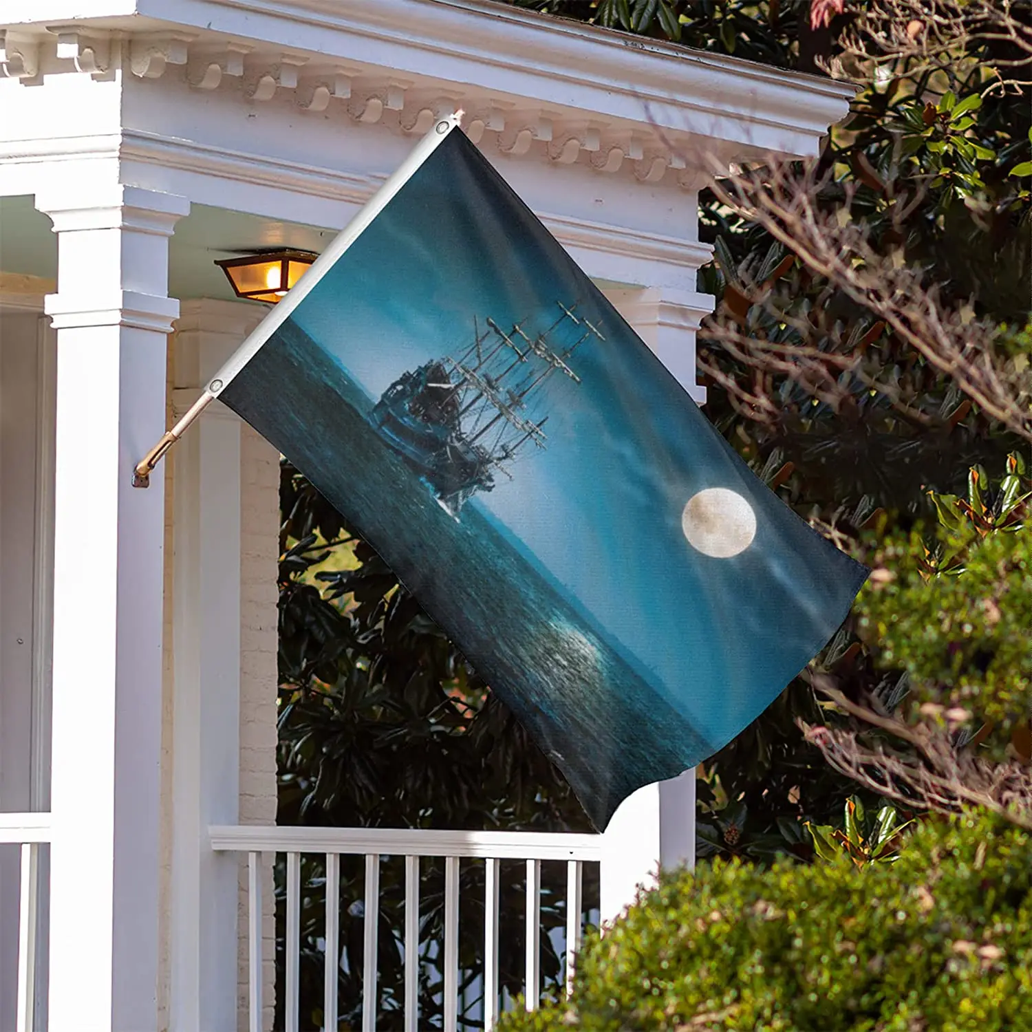 Famous Design Sailboat Moon Night Burlap Garden Flags For Yard Party Welcome Indoor Outdoor Decoration