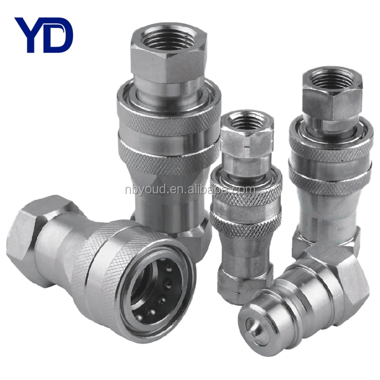 (ISO16028) flat face Steel/Stainless Steel quick hydraulic fluid coupling hydraulic  release quick connect coupler