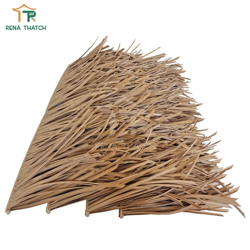 Anti-UV flame proof artificial plastic straw thatch tiles synthetic straw material for house roofs