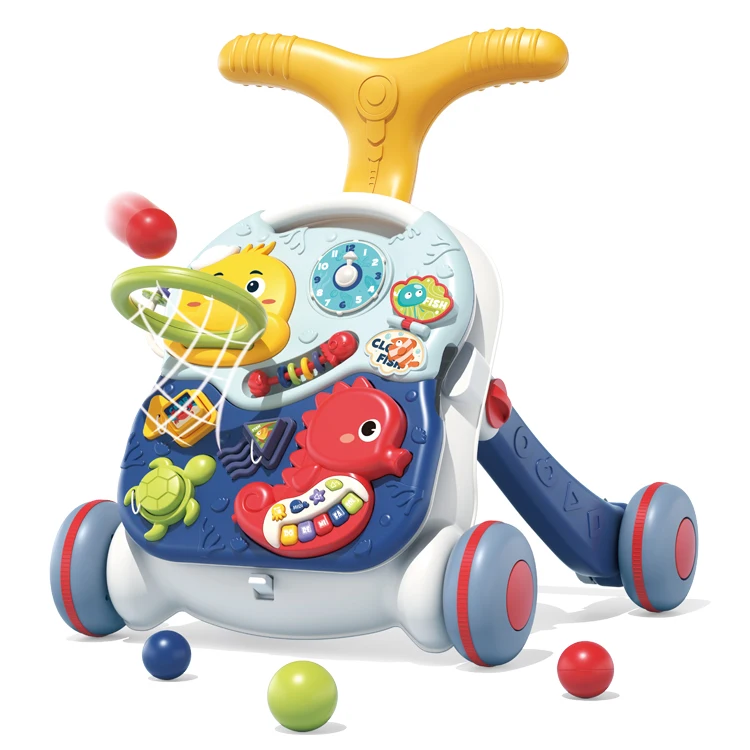 Kids Play Center Activity Table Multifunctional Push Stroller Toy Baby Walker Sit To Stand 2 In 1 Baby Walker