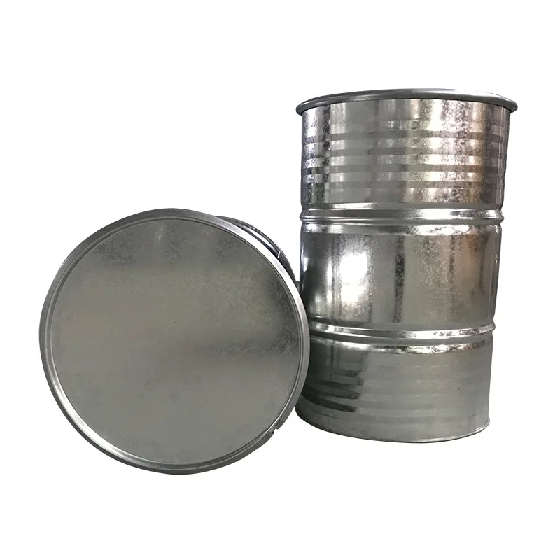 Factory Wholesale thickened 200L open flat lid stainless galvanized steel barrels oil Bucket chemical iron drums