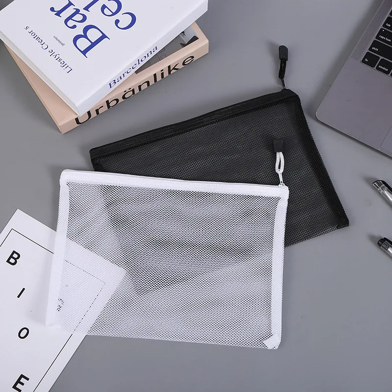 Office Supplies Stationery Wholesale File Storage Bags Nylon Mesh Bag Zipper Pouch Document Bag