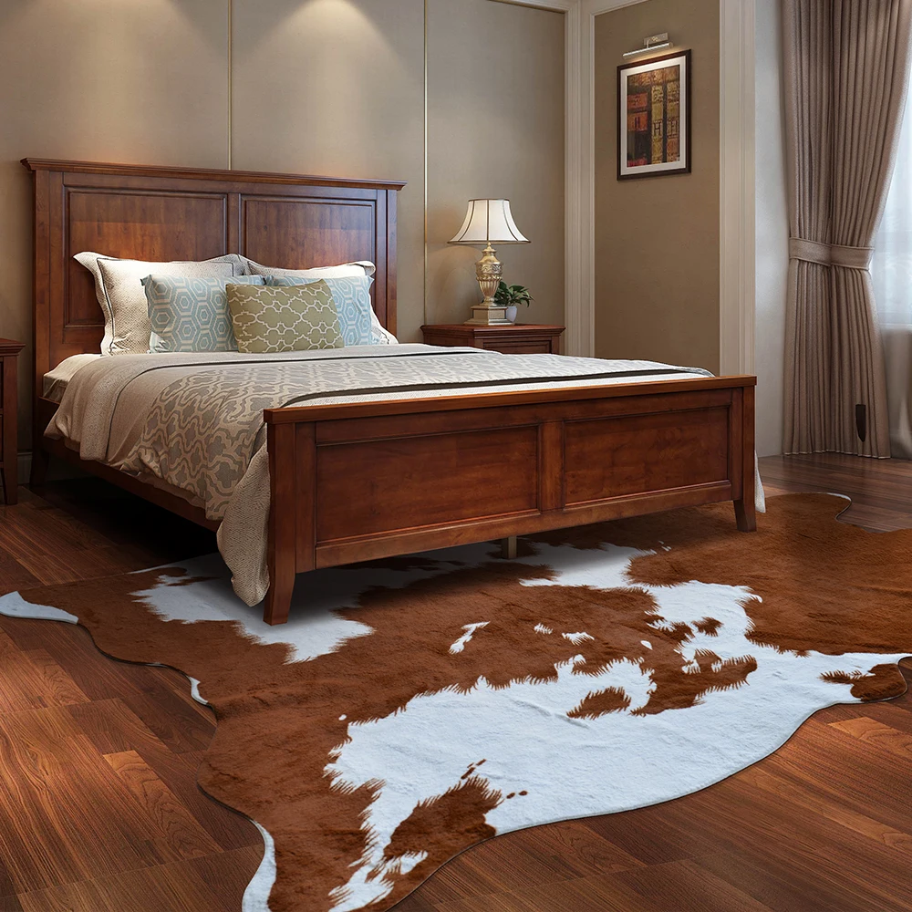 Лучшая цена индивидуальная форма искусственный мех животного коровья кожа золотой порошковый эффект коврик из воловьей кожи с