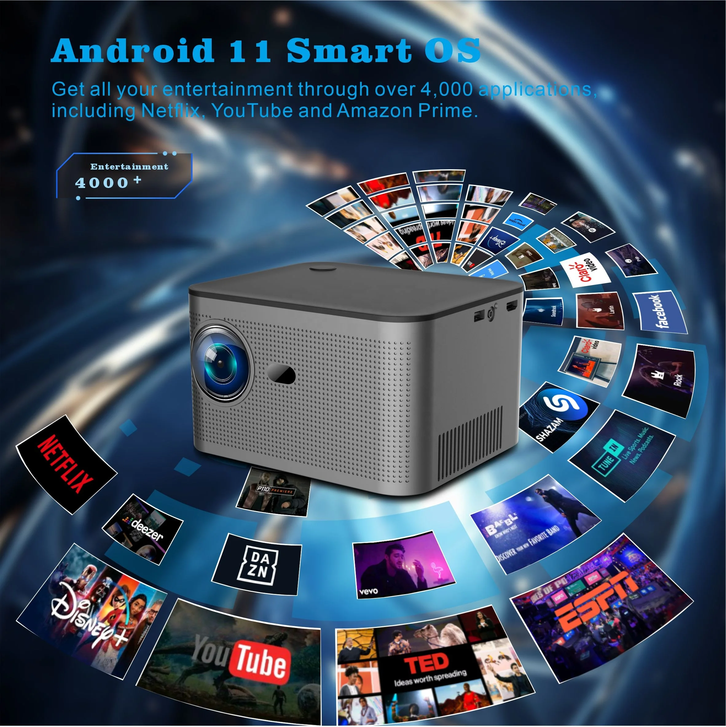2024 Factory Direct Supply 4K HD Projector HY350 Android 11 2GB 32GB LCD 1080P 350Ansi LM Portable Projector HY350 Proyectores