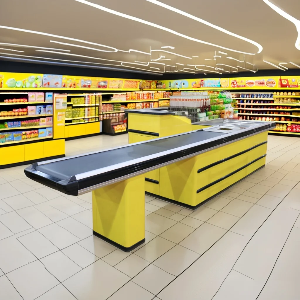 China Manufacturer Steel Retail Store Supermarket Cashier Desk Counter Table For Supermarket