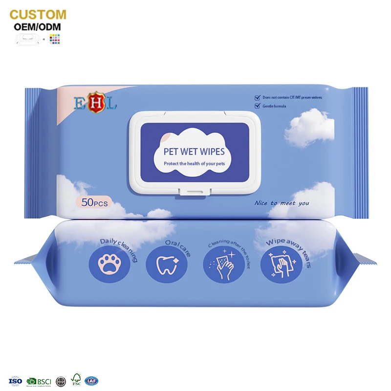 Профессиональная индивидуальная этикетка для чистки домашних животных, более толстые Нетканые влажные салфетки
