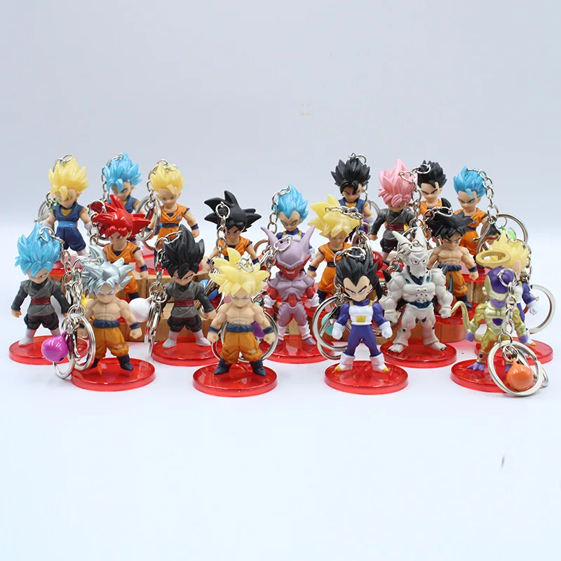 Hot Anime Dragon Ball Super 3D Pendant Keyring Charms Decoration Comics DBZ Super Saiyan Goku Vegeta Keychain for Souvenir