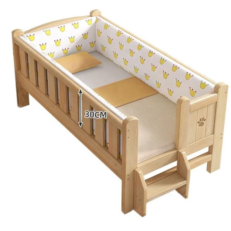 QUAWE Classic Design Solid Wood Baby Bed Child Cute Single Bed Living Room Furniture Wooden Crib