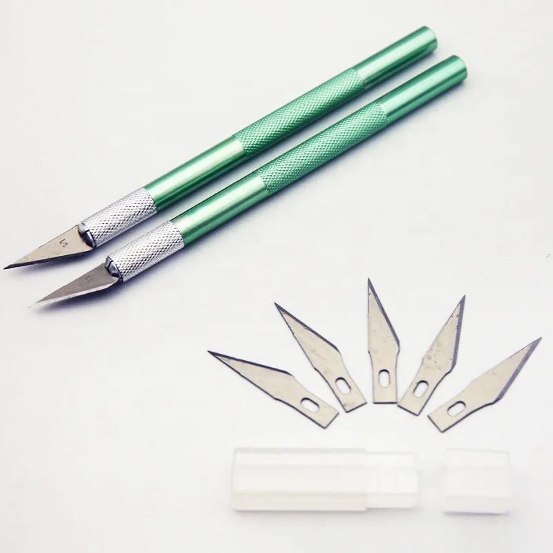 Colorful Carving Engraving Knife 5 Blades Stainless Steel Acrylic Powder Remover Nail Cutter
