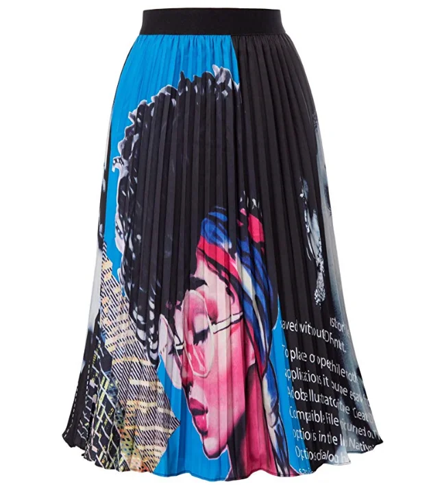 Женская плиссированная юбка А-силуэта с высокой талией и мультяшным принтом