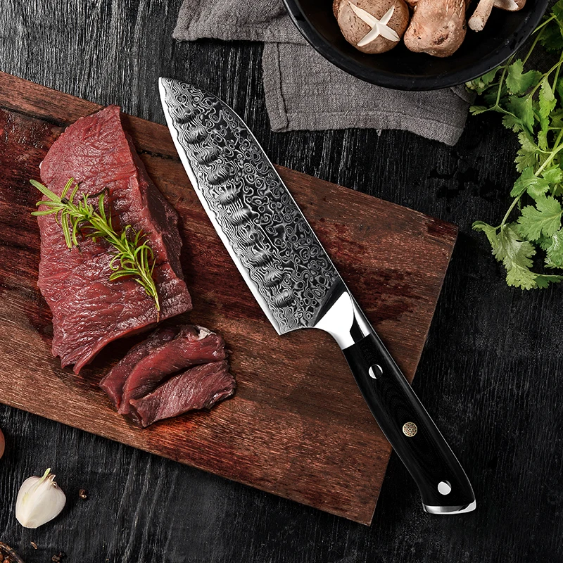 Wholesale Santoku Knife AUS10 Japanese Damascus Steel Kitchen Knife 67 Layers High Carbon Stainless Steel Chef Cooking