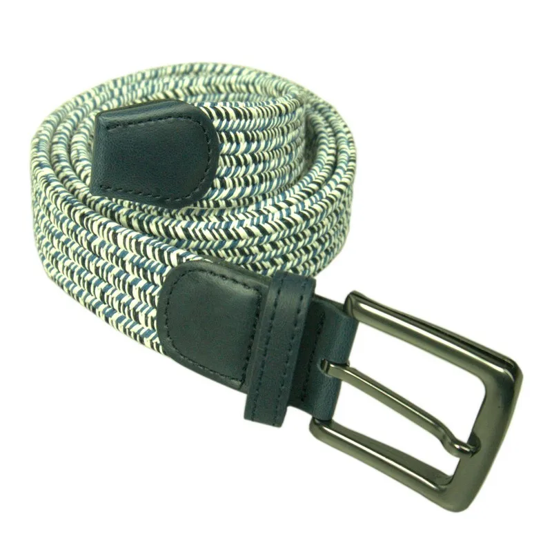 Belt Men Braided Elastane Double Layer Colorful Casual Gun Metal Alloy Buckle Wholesale Fashion Stretch Adjustable Belt