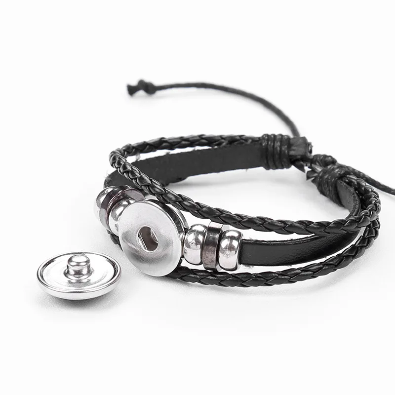 Punk 12 Zodiac Signs Animal Charm Multilayer Braided Bracelet with Glass Gem Luminous Black Leather Bracelet for Men and Women