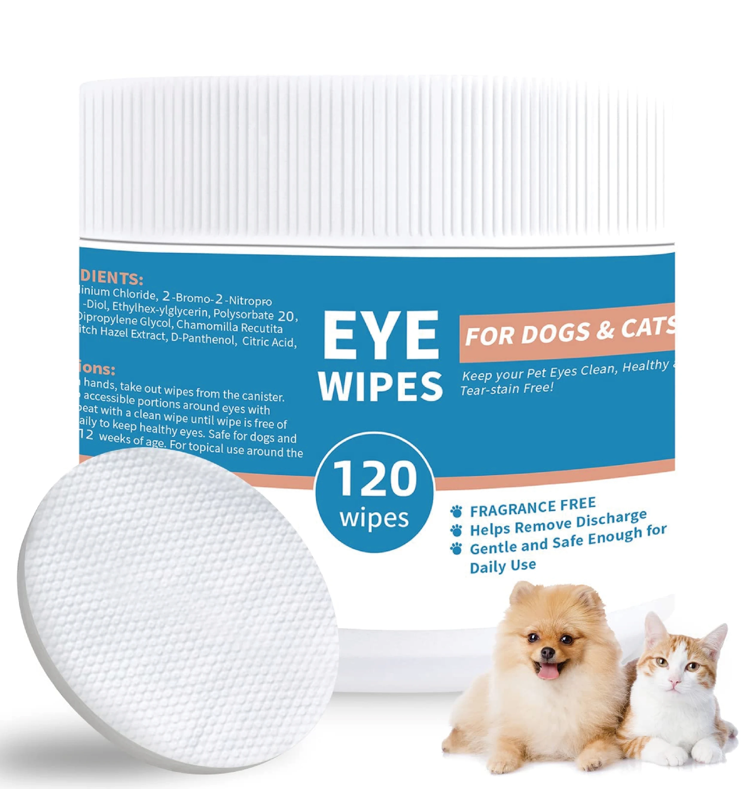 Ear or eye Cleaner Wipes Remove Dirt Wax Itch Odor  Natural Cleaning Puppy  Soothing for Pets Organic Ingredients