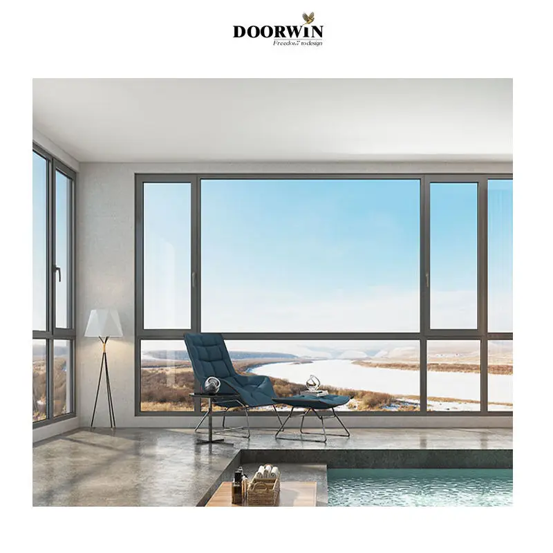 Energy Saving Panoramic Picture Windows Villa House Hurricane Impact Sound Proof Aluminum Tilt And Turn Glass Windows