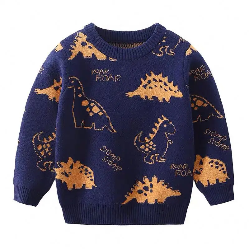 High Quality Sweater Kids One Piece Cotton Cartoon Jacquard Knitted Sweater Kids Pullover Kids Sweater