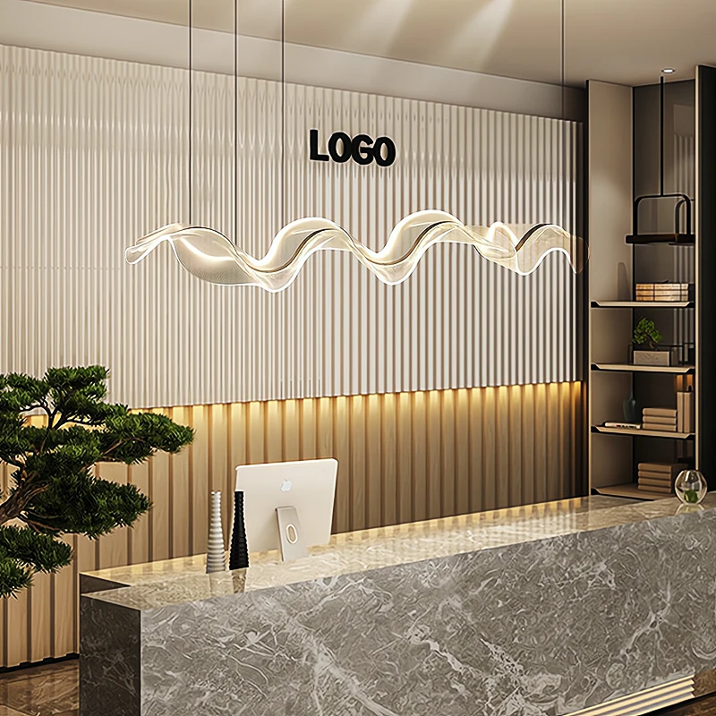 2023 New Chandelier Creative Modern Nordic  Acrylic Material Wave Chandelier Light Luxury Designer Chandelier Dining Room Bar