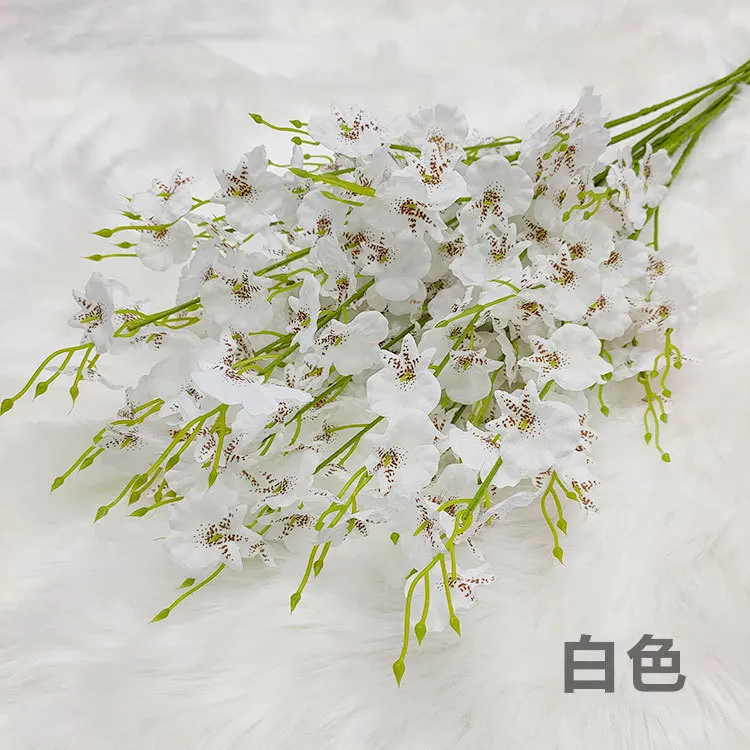 Simulation dancing orchid Yellow heart orchid silk flower plastic dry flower large five forks yellow head Phalaenopsis