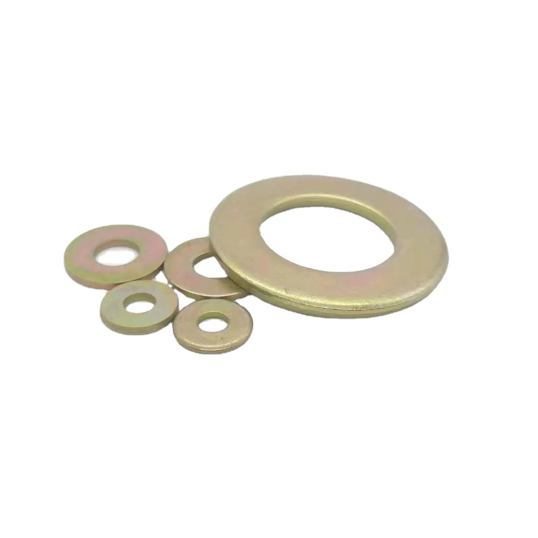 factory wholesale price carbon steel DIN125 flat washers with yellow zinc plated for hex bolt and nut