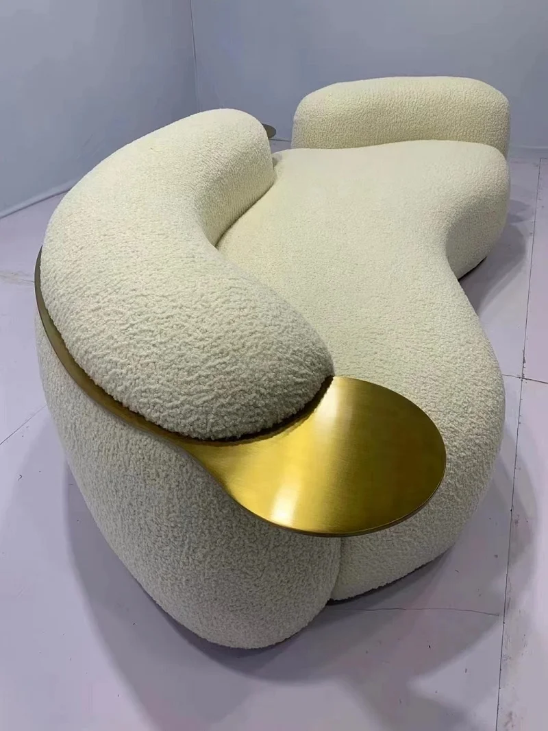 Luxury Living Room S Shape Sectional Sofa with coffee table Velvet Lounge Couch sofas For Home Hotel furniture