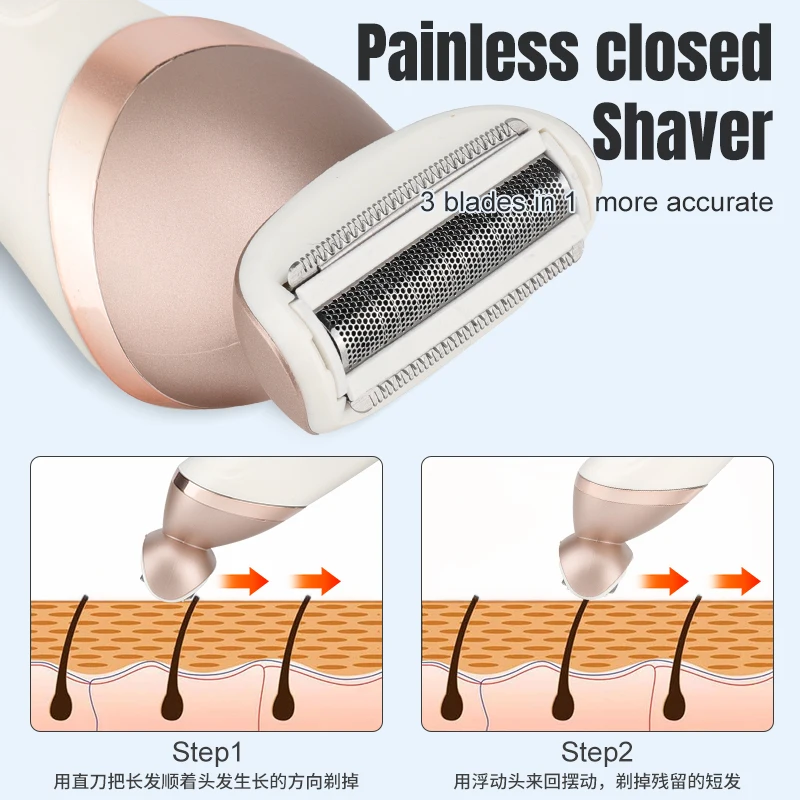 Suttik 703 Professional  6-in-1 Hair Removal Face Body Shaver Electric Epilator  Grooming Set USB Rechargeable For Women