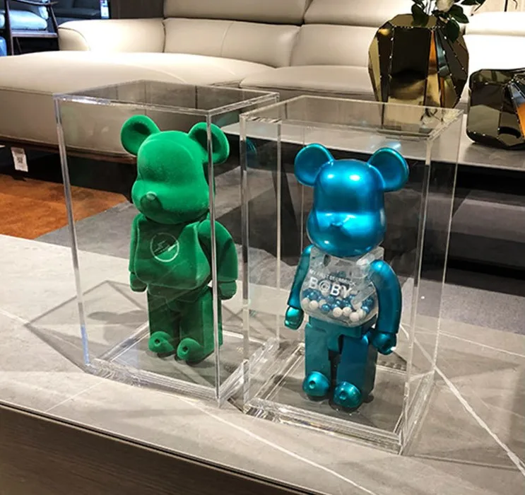 Wholesale Acrylic Toys Bear Display Box Bearbrick Building Block Display Case Acrylic Clear Storage Dust Cover