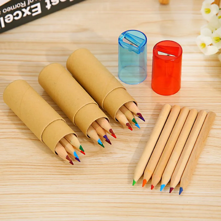
Kraft Paper Tube Wrap Personalized Wooden Red Wax Carving Colored Pencils Bulk 