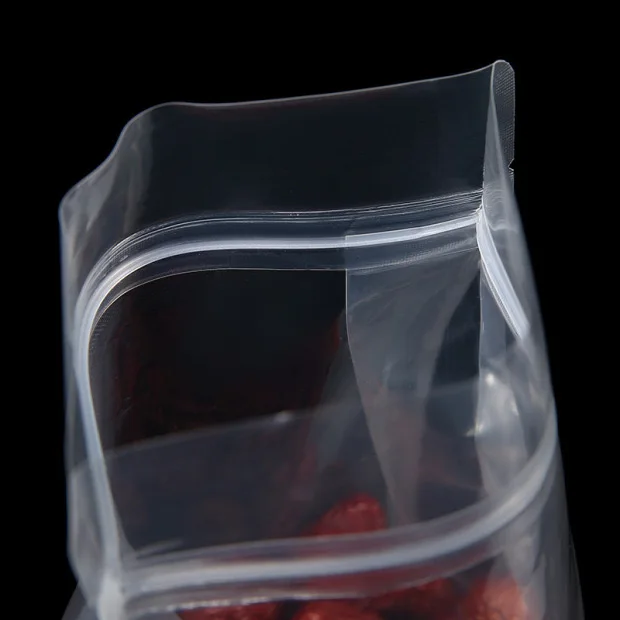 PE plastic Eight Side Seal Flat Bottom Transparent Clear Plastic Resealable Zip Lock Bags Food Packing Stand Up Pouches