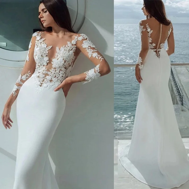 Винтажная длинная шлейфовая Русалка vestidos de novia baratos Sexy elegante новый дизайн 2024 с открытой спиной Vestidos De Novia