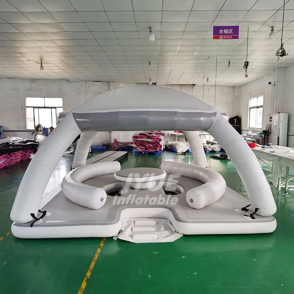 Airtight Professional Manufacturer Floating Island Leisure Inflatable Water Platform with Tent For Sea Lake River