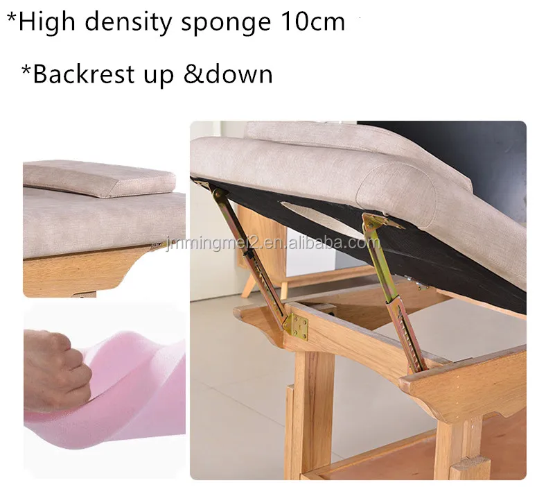 Professional Thai Wood Spa Beauty Facial bed,Spa Massage Table Bed with adjustable backrest