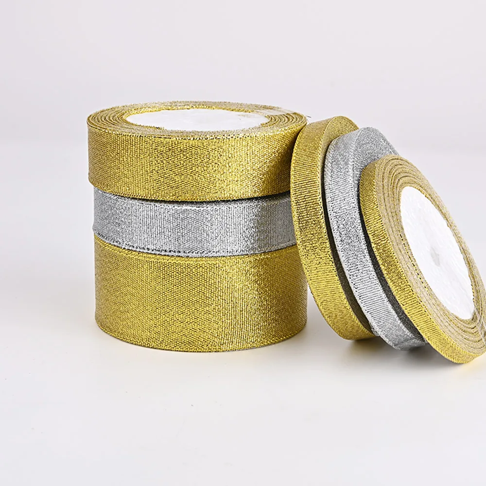 Wholesale Factory Custom Metallic Ribbon Sparkly Glitter Fabric Ribbon