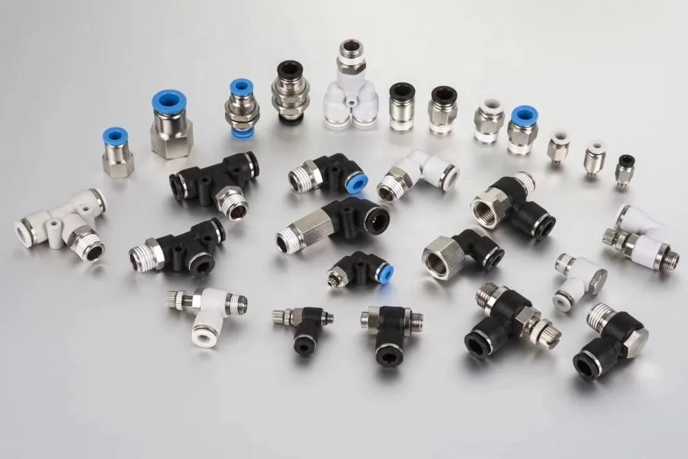 PLM  Two way bulk head elbow equal Plastic nickel coated brass Pneumatic Pipe Tube Fitting