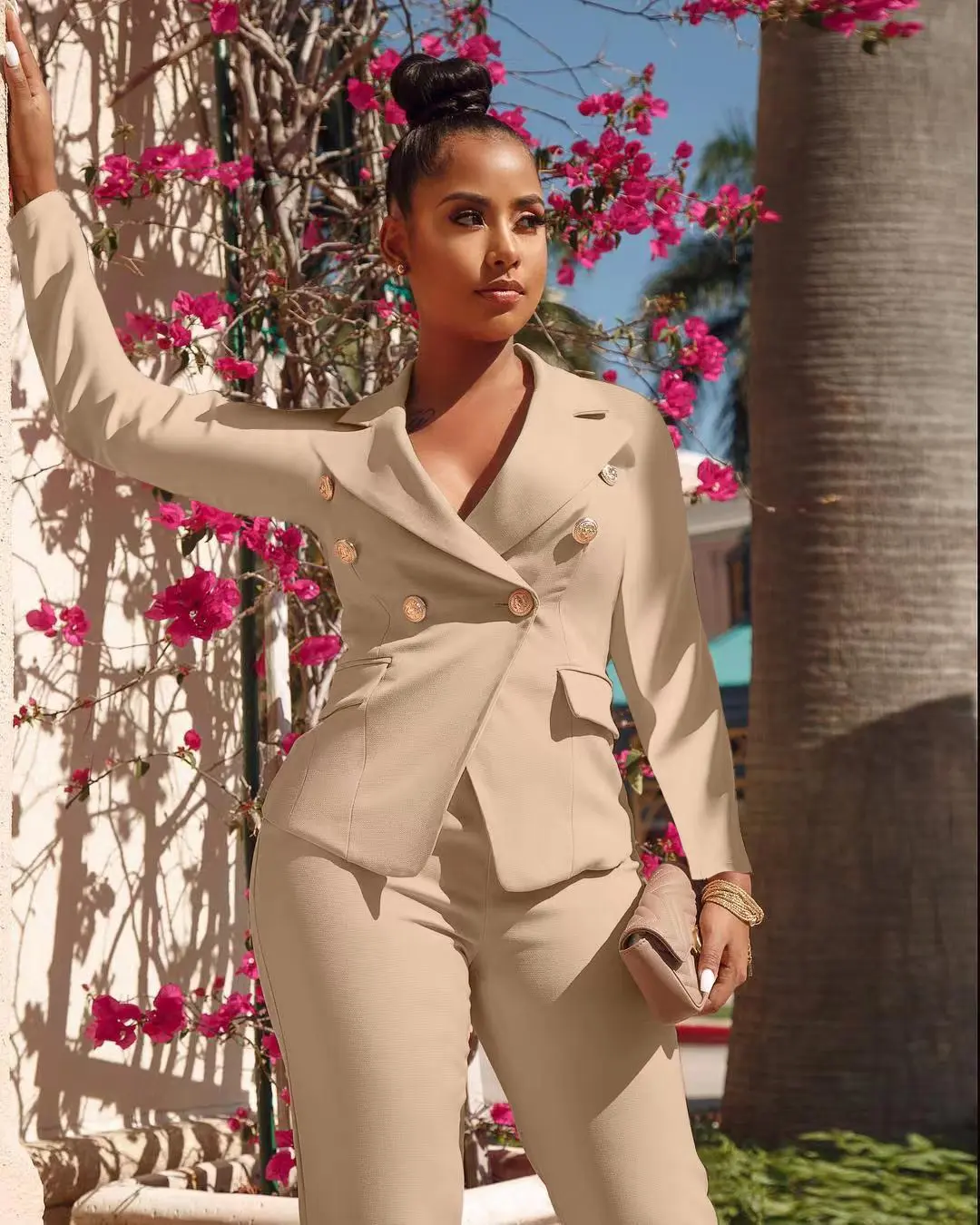 Blazer De Mujer Fashion Black Long Sleeve Office Business Two Piece Formal Jacket Lady  Casual Set Women Blazers Suits